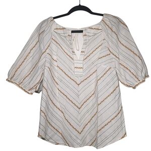 Mauve Women's Cream and Brown Striped Top